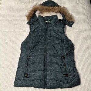 GreenTea Green Faux Fur Removable Hooded Jacket